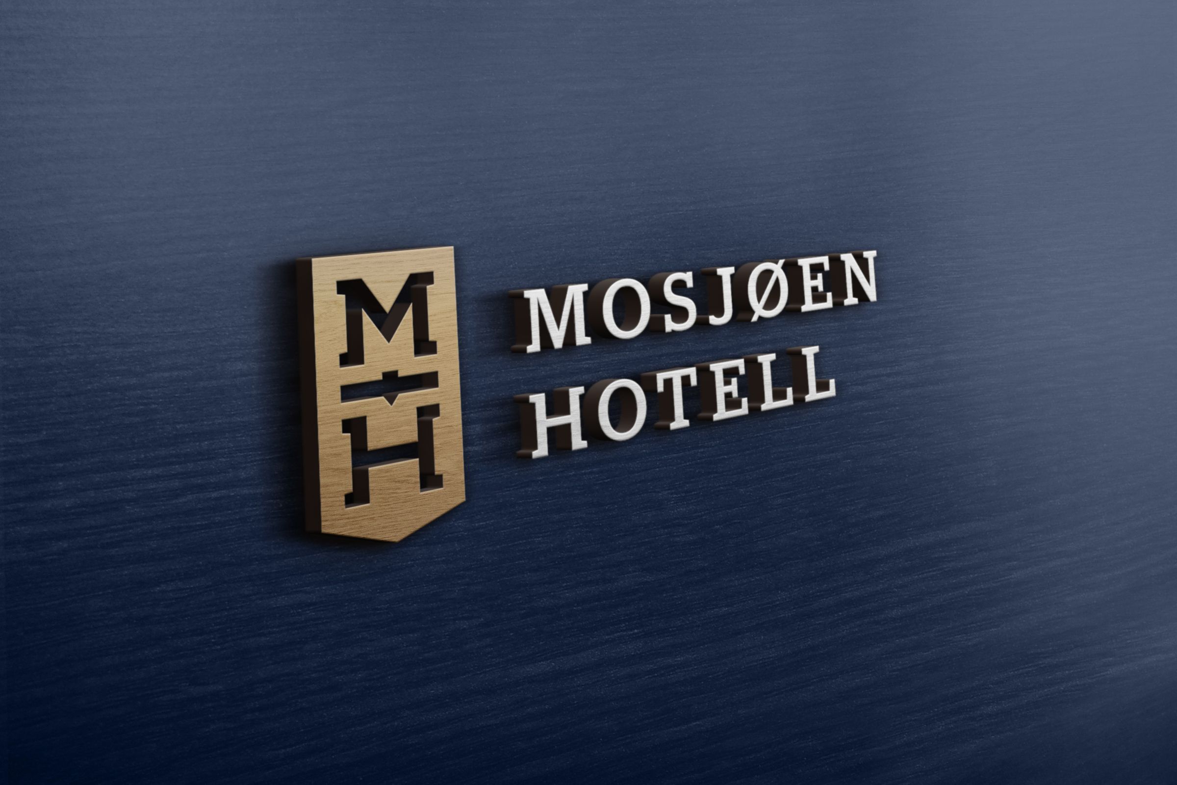 Mosjøen hotell logo på blå bakgrunn